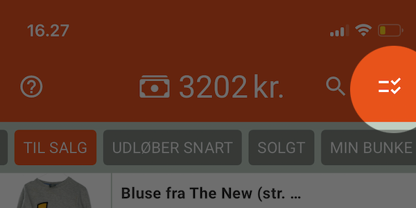 Orderly-appens valgfunktion til at markere flere annoncer ad gangen.